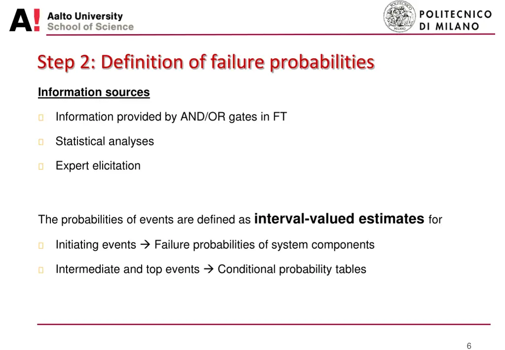 step 2 definition of failure probabilities