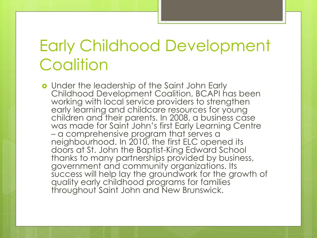 early childhood development coalition