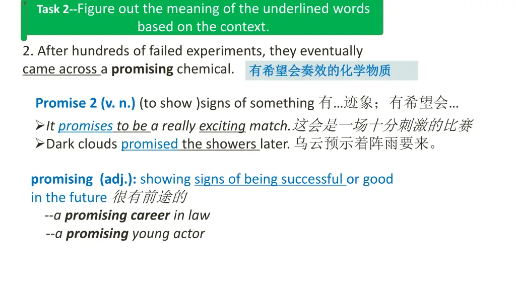 task 2 figure out the meaning of the underlined 2
