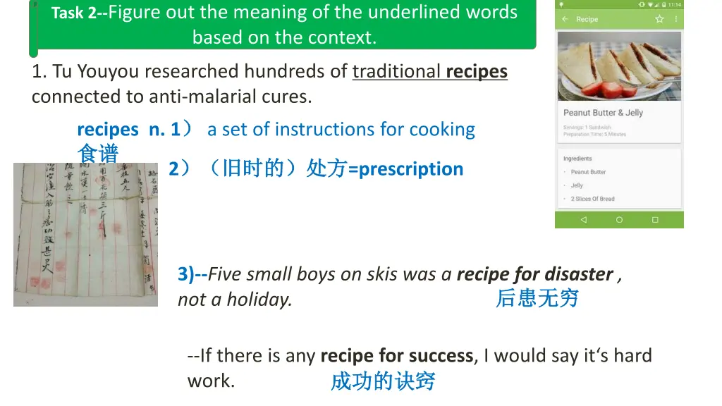 task 2 figure out the meaning of the underlined