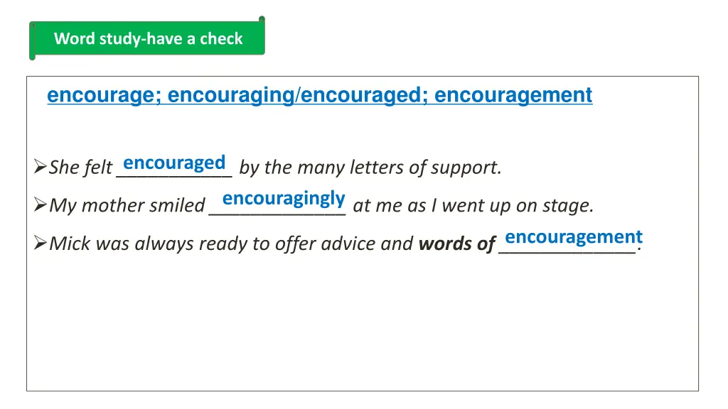 word study have a check 2