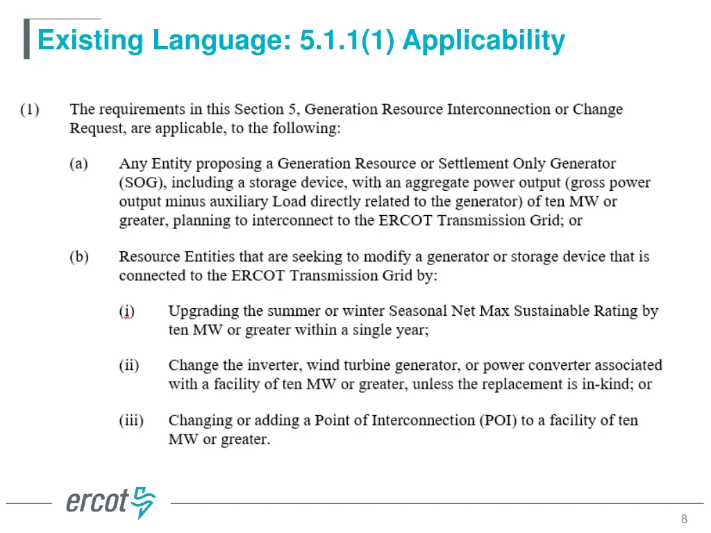 existing language 5 1 1 1 applicability