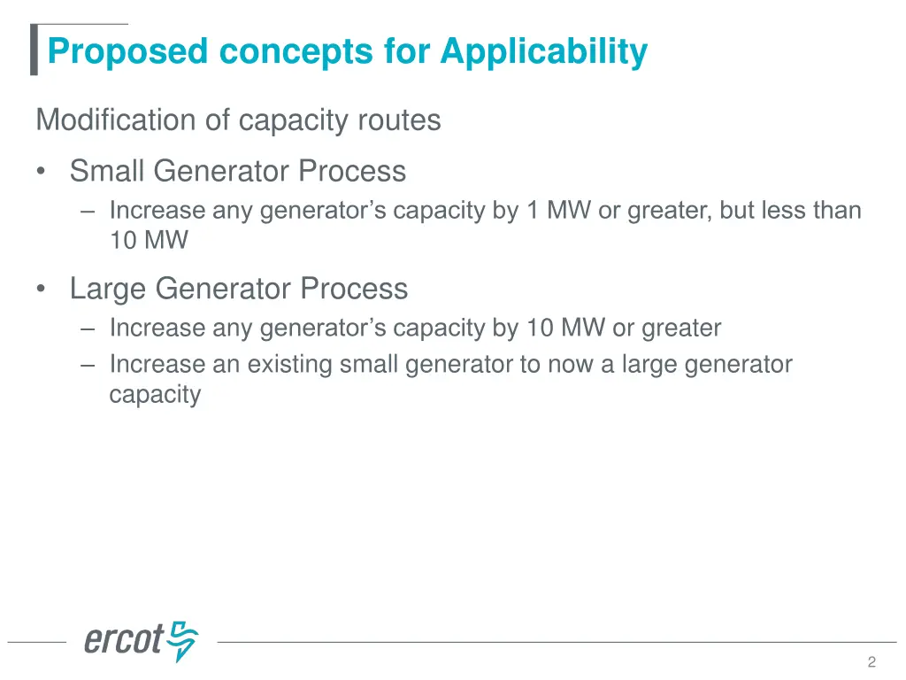 proposed concepts for applicability