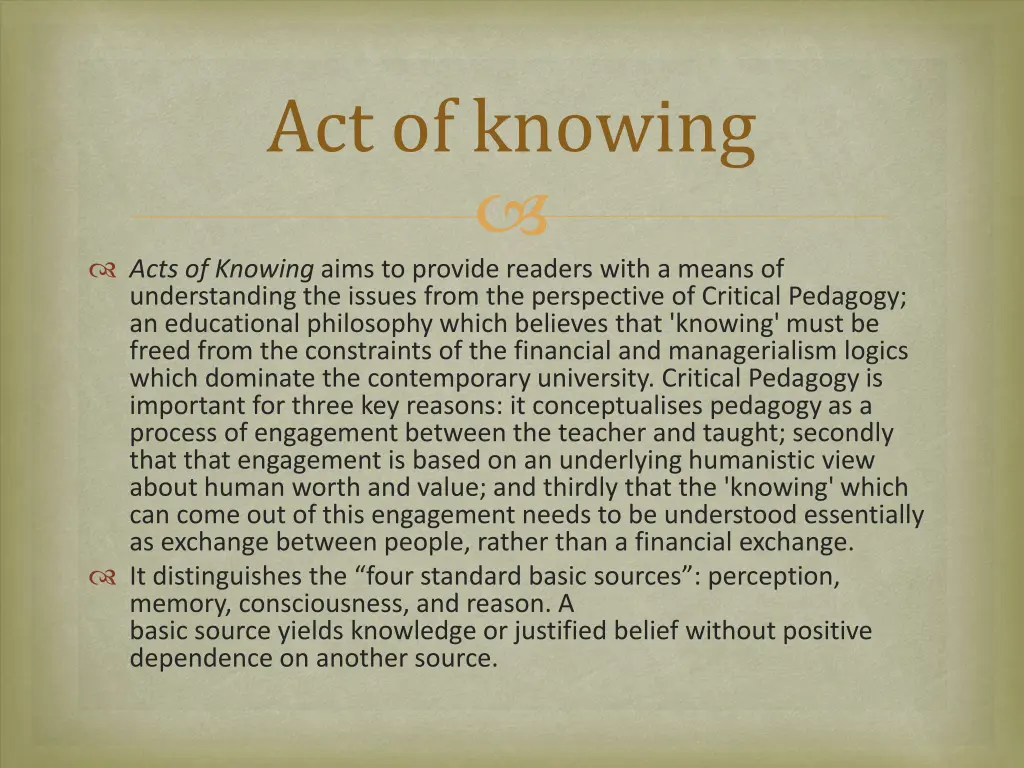 act of knowing