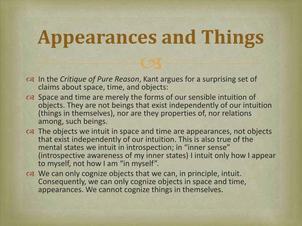appearances and things