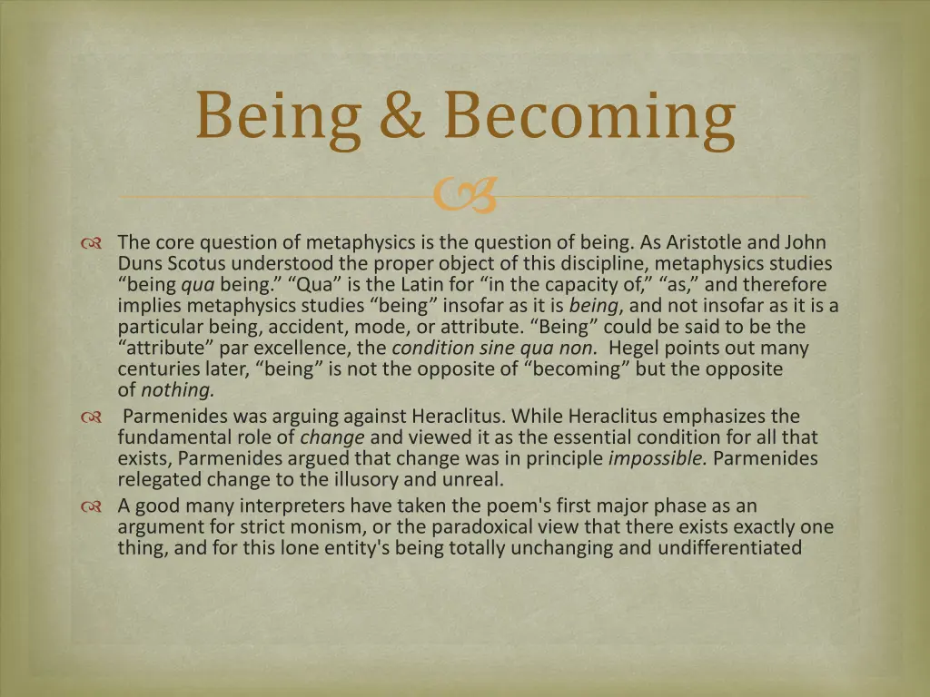 being becoming