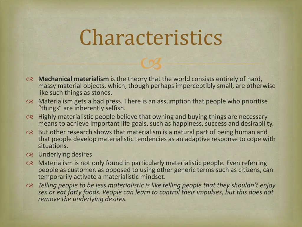 characteristics