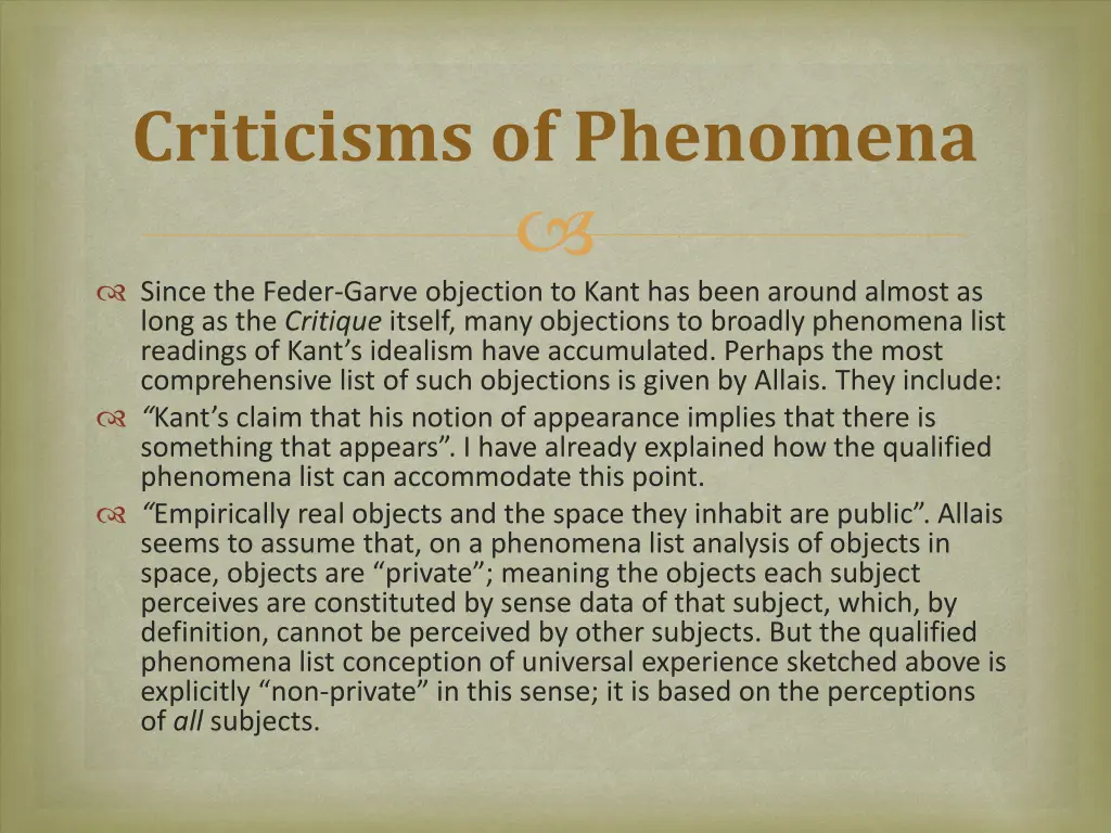 criticisms of phenomena