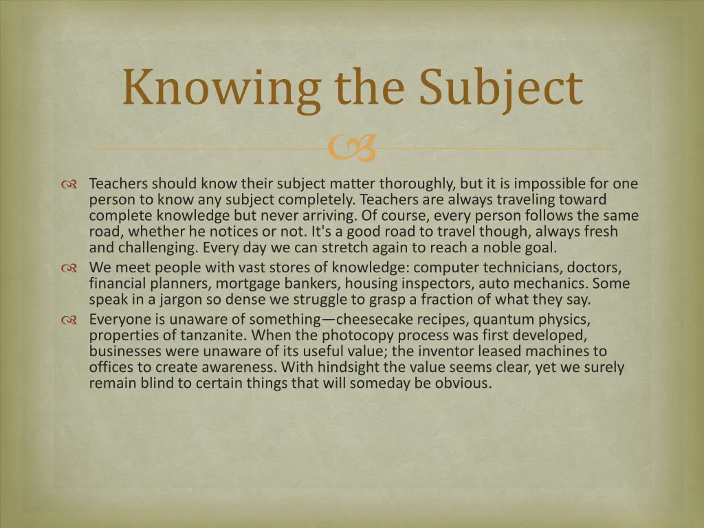 knowing the subject