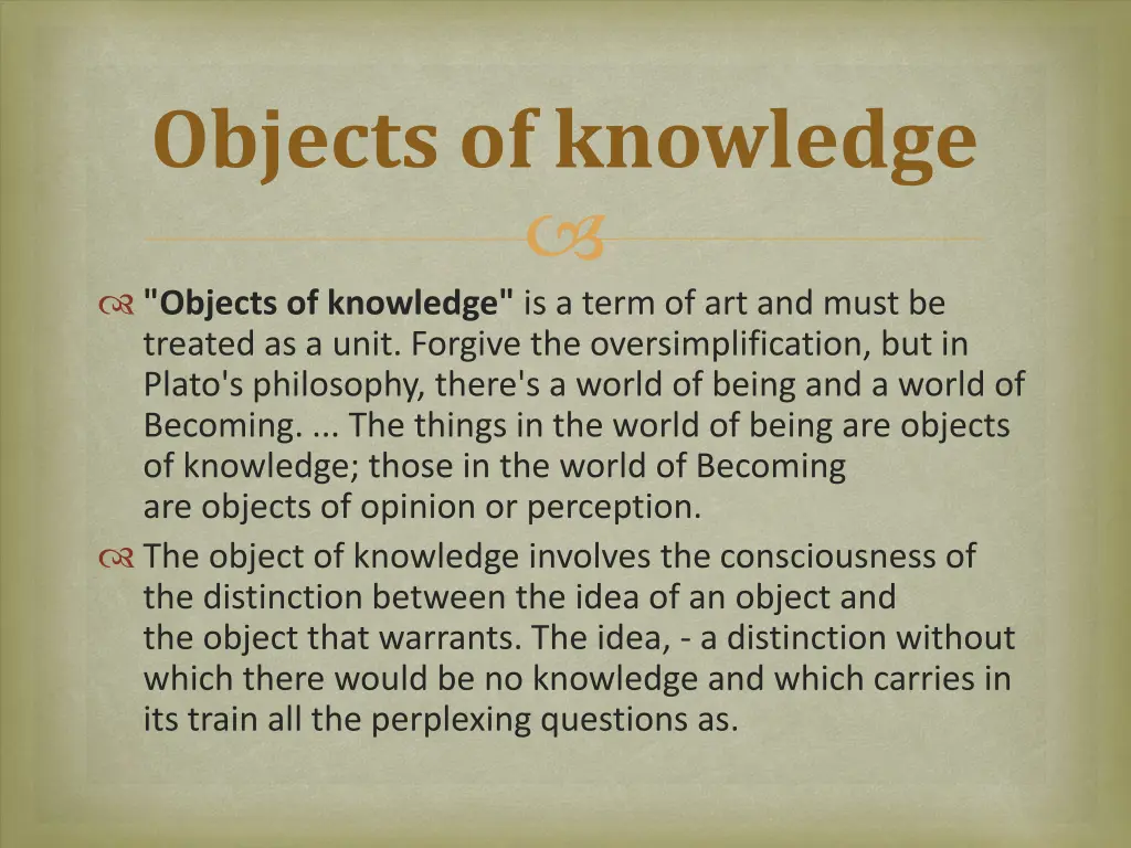 objects of knowledge