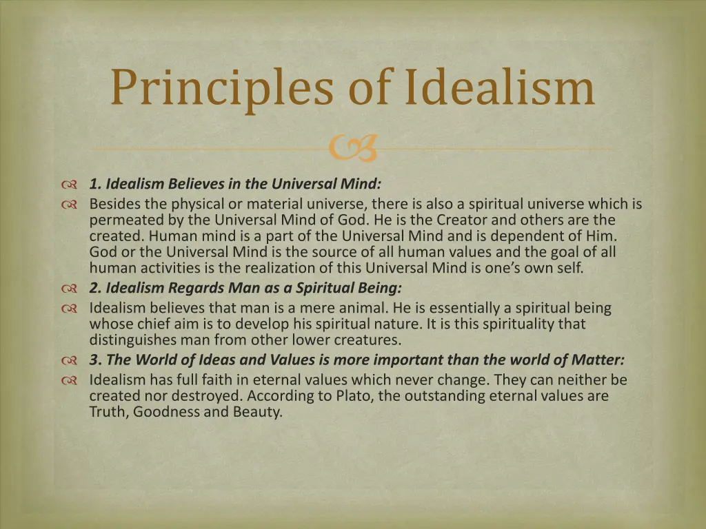principles of idealism