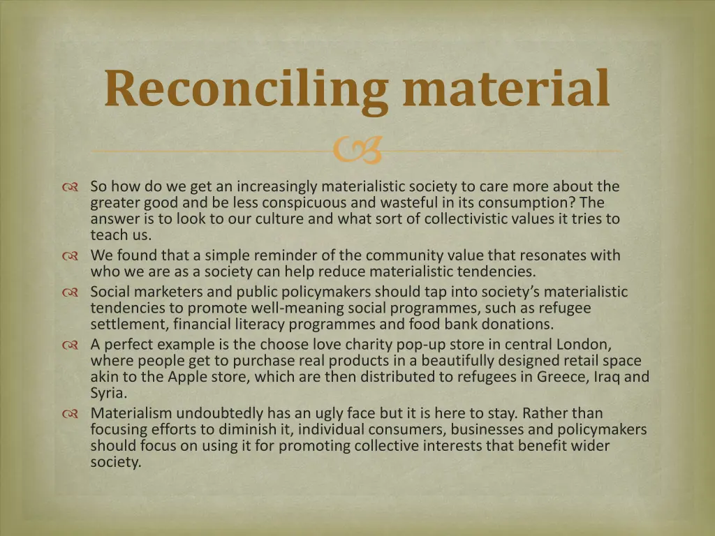 reconciling material