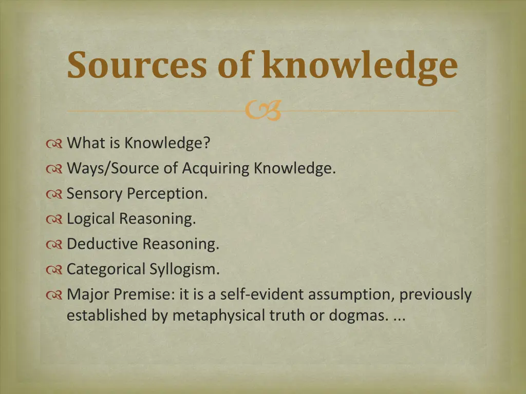 sources of knowledge