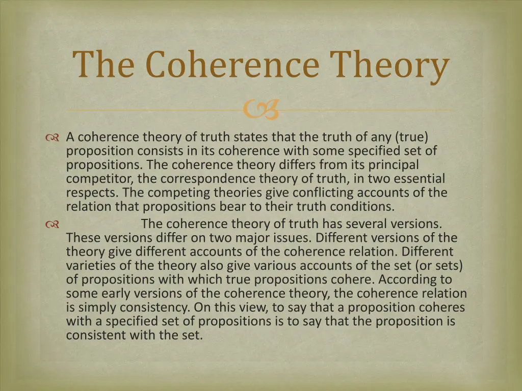 the coherence theory