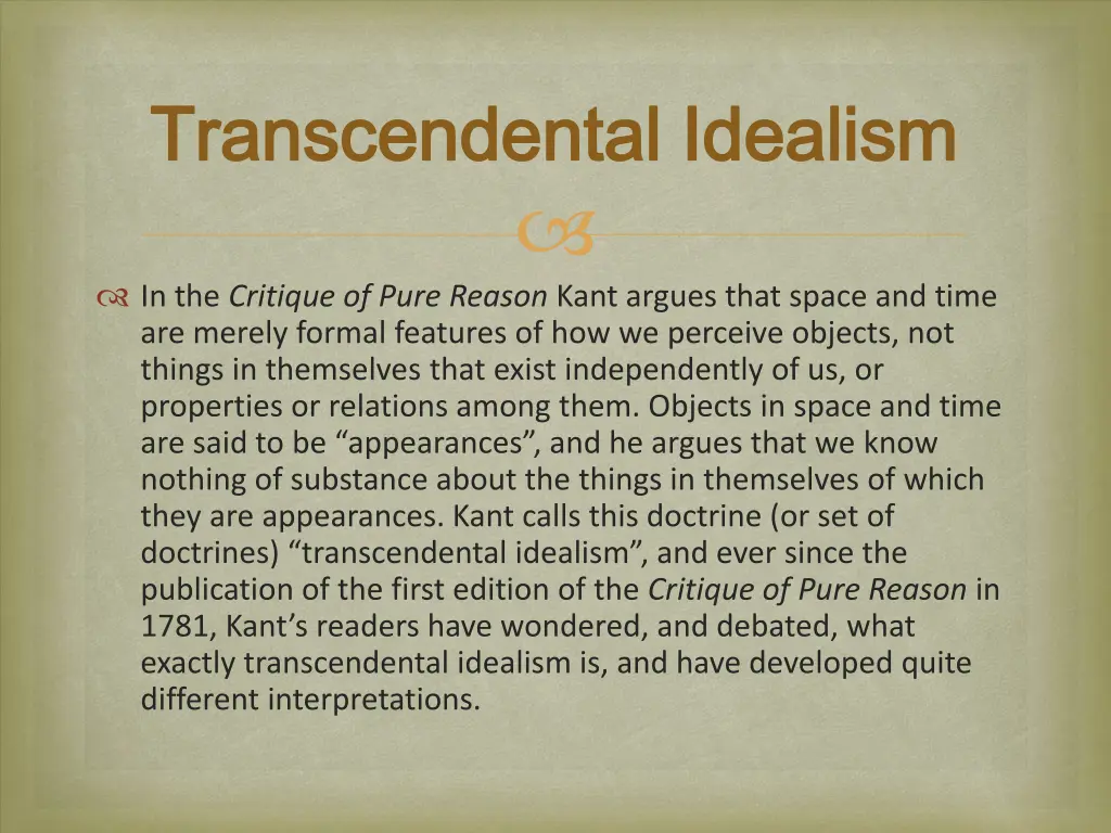 transcendental idealism transcendental idealism