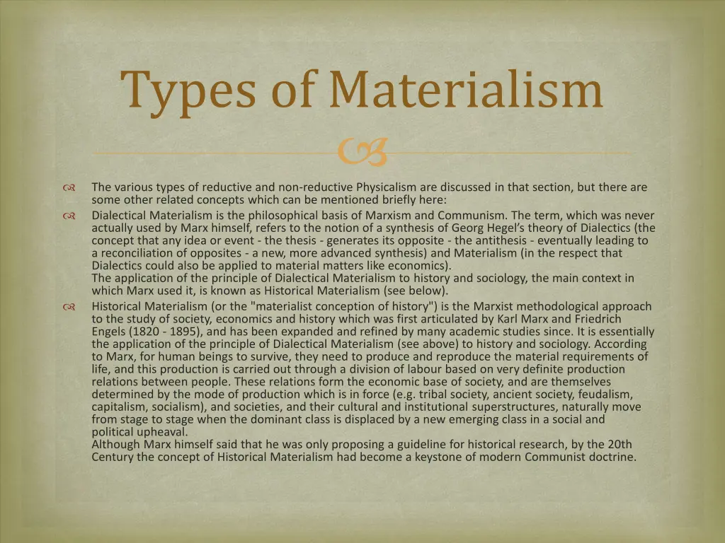 types of materialism