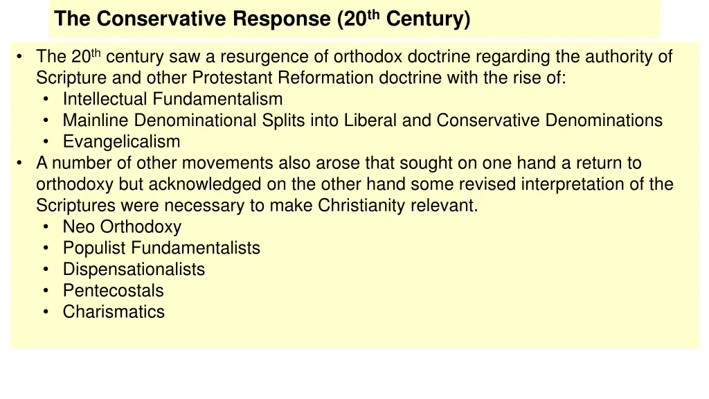 the conservative response 20 th century