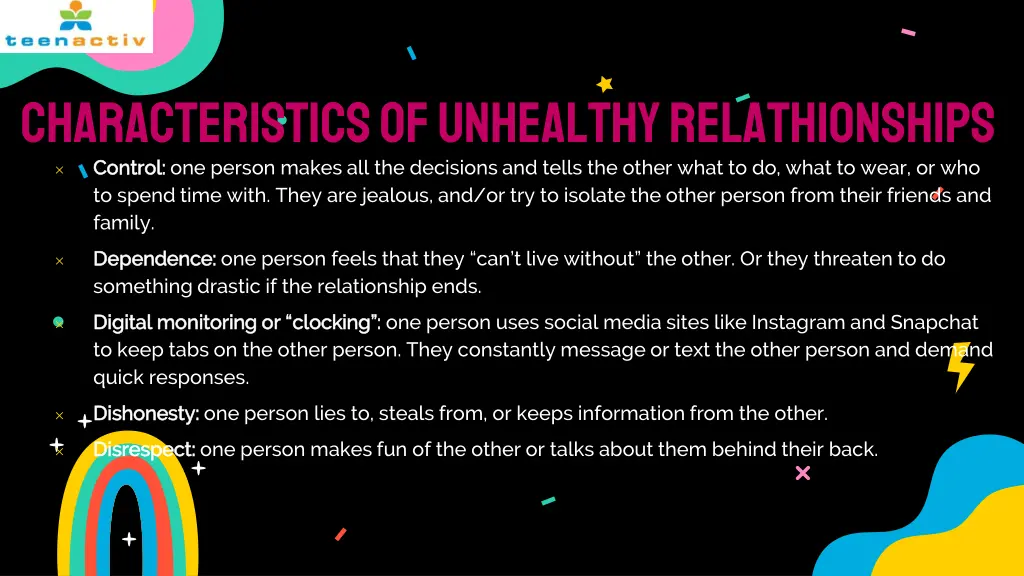 characteristics of unhealthy relathionships