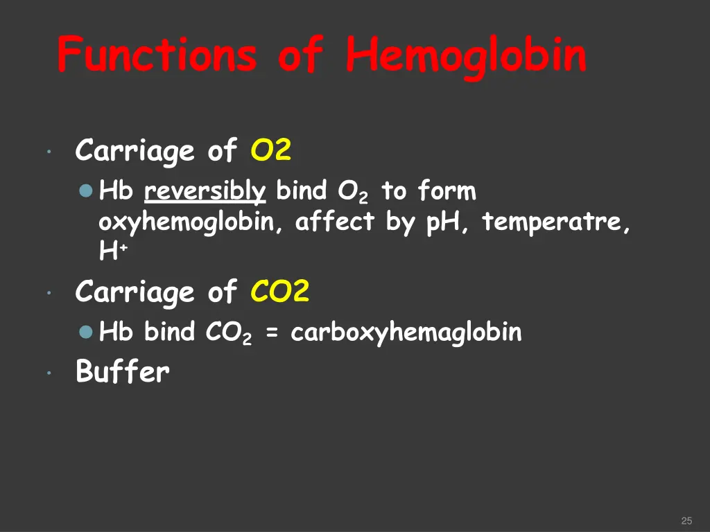 functions of hemoglobin