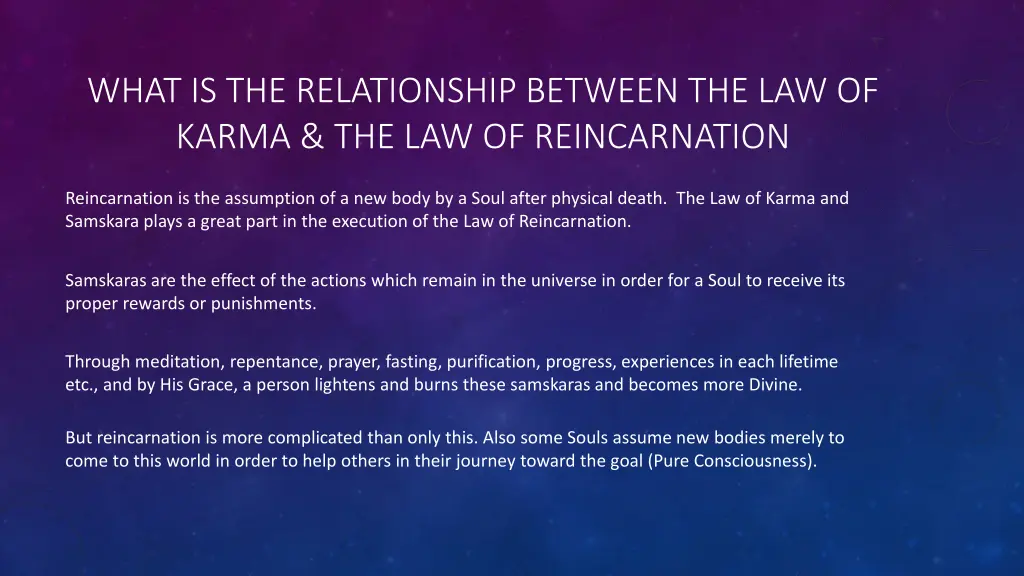 what is the relationship between the law of karma