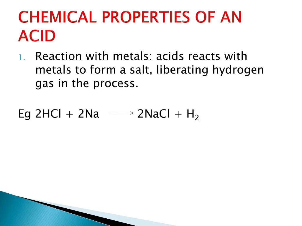 1 reaction with metals acids reacts with metals