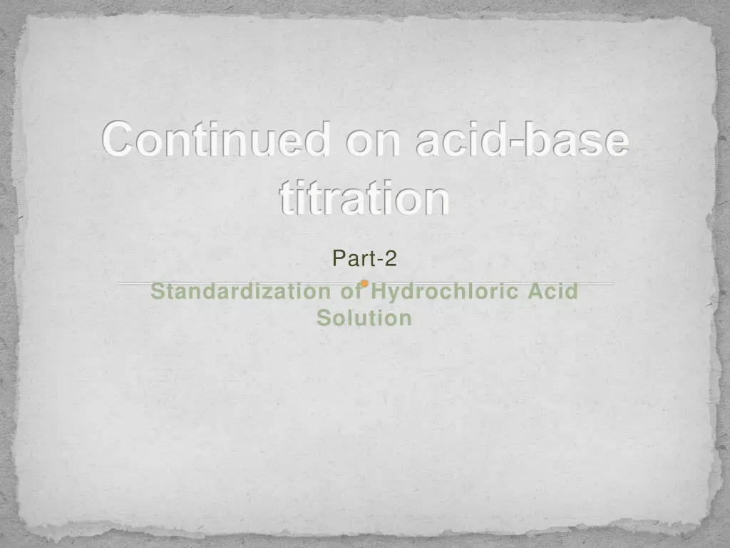 continued on acid base titration
