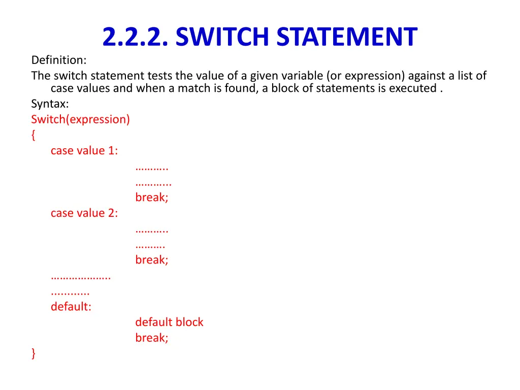 2 2 2 switch statement