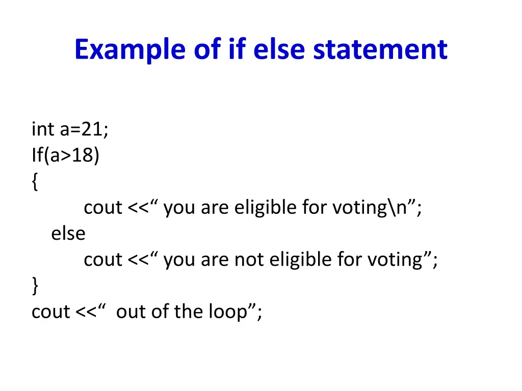 example of if else statement