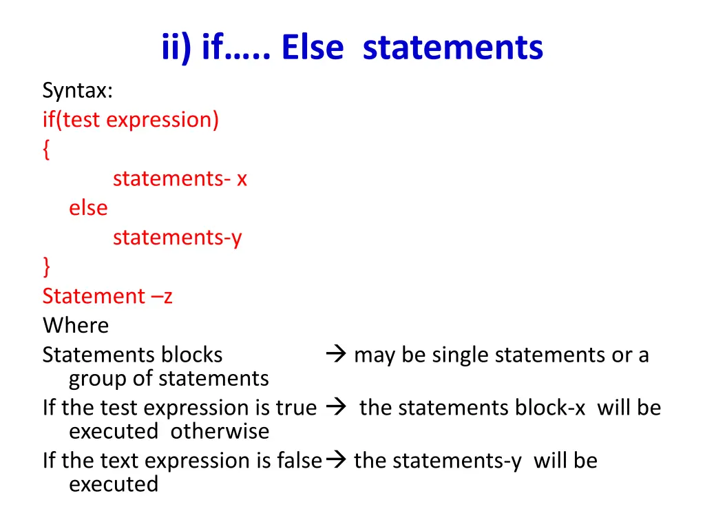ii if else statements