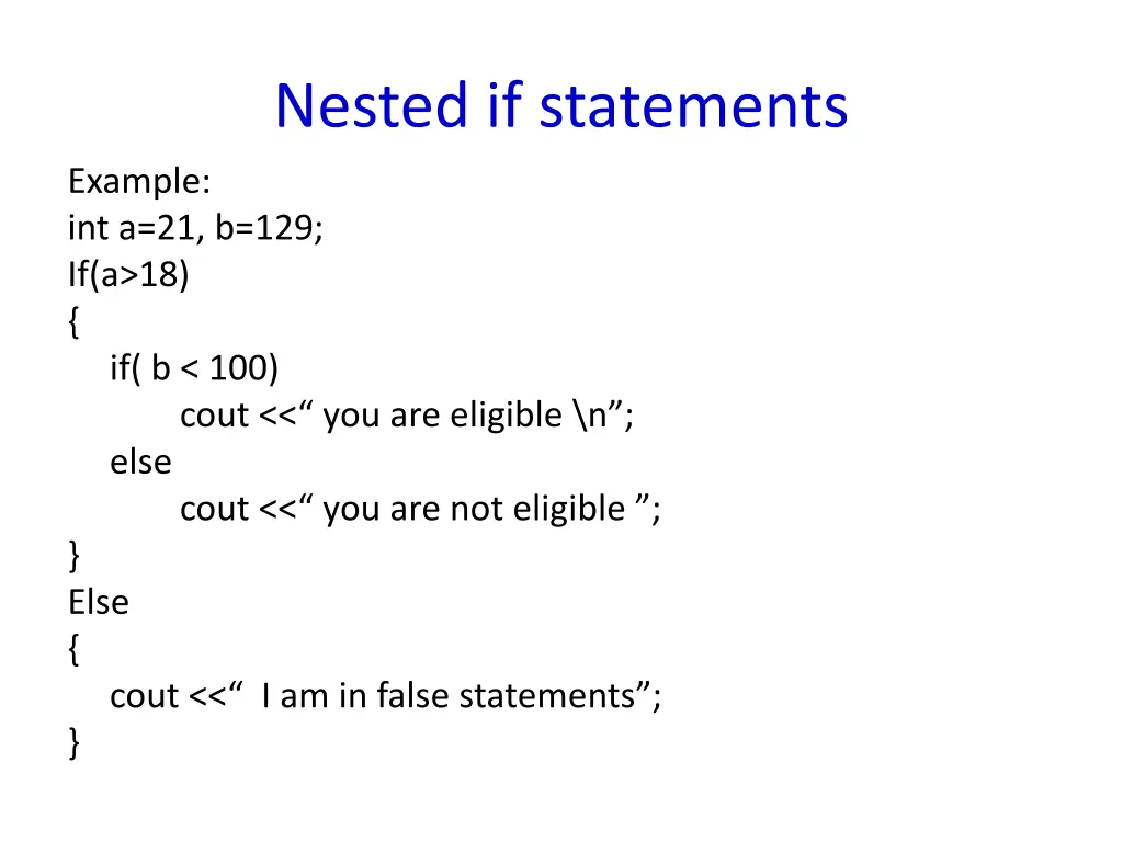 nested if statements
