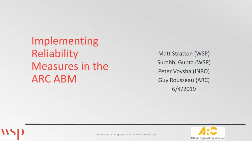 implementing reliability measures in the arc abm