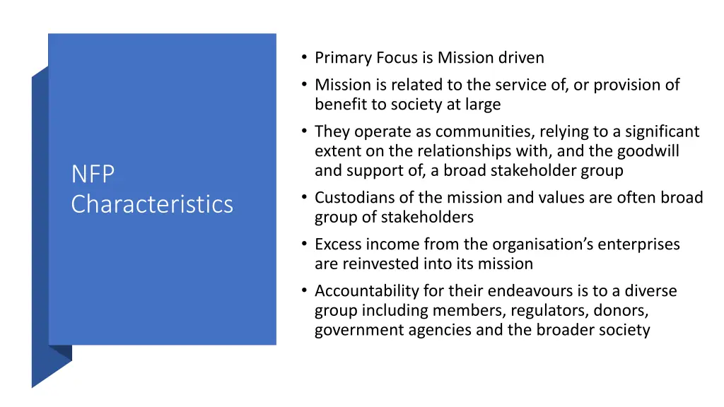 primary focus is mission driven mission