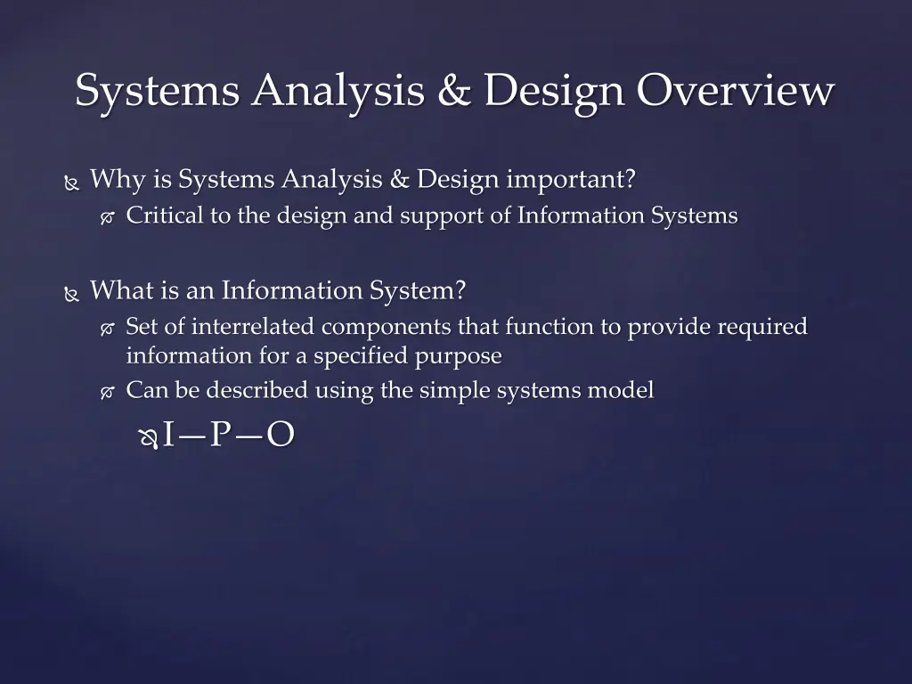 systems analysis design overview 1