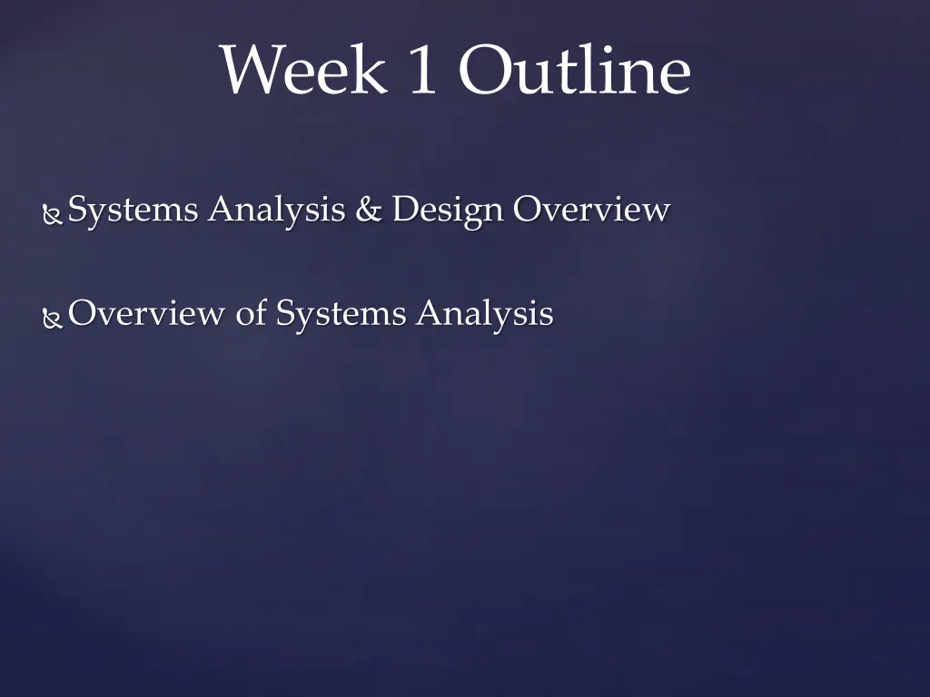 week 1 outline