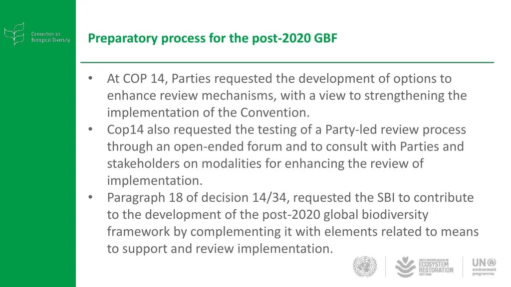 preparatory process for the post 2020 gbf