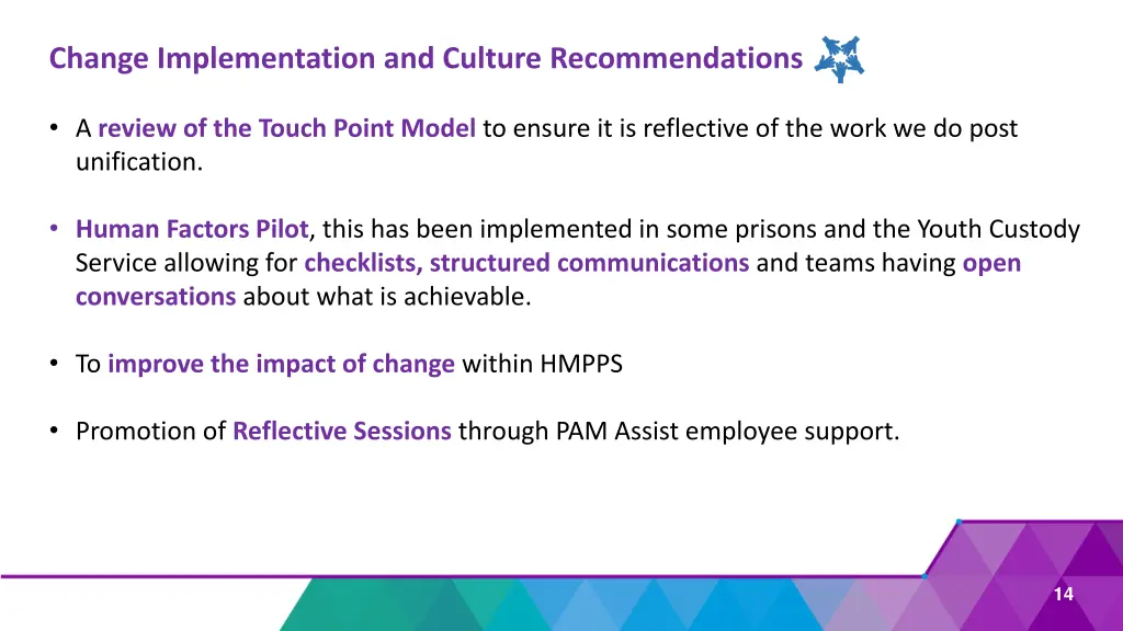 change implementation and culture recommendations