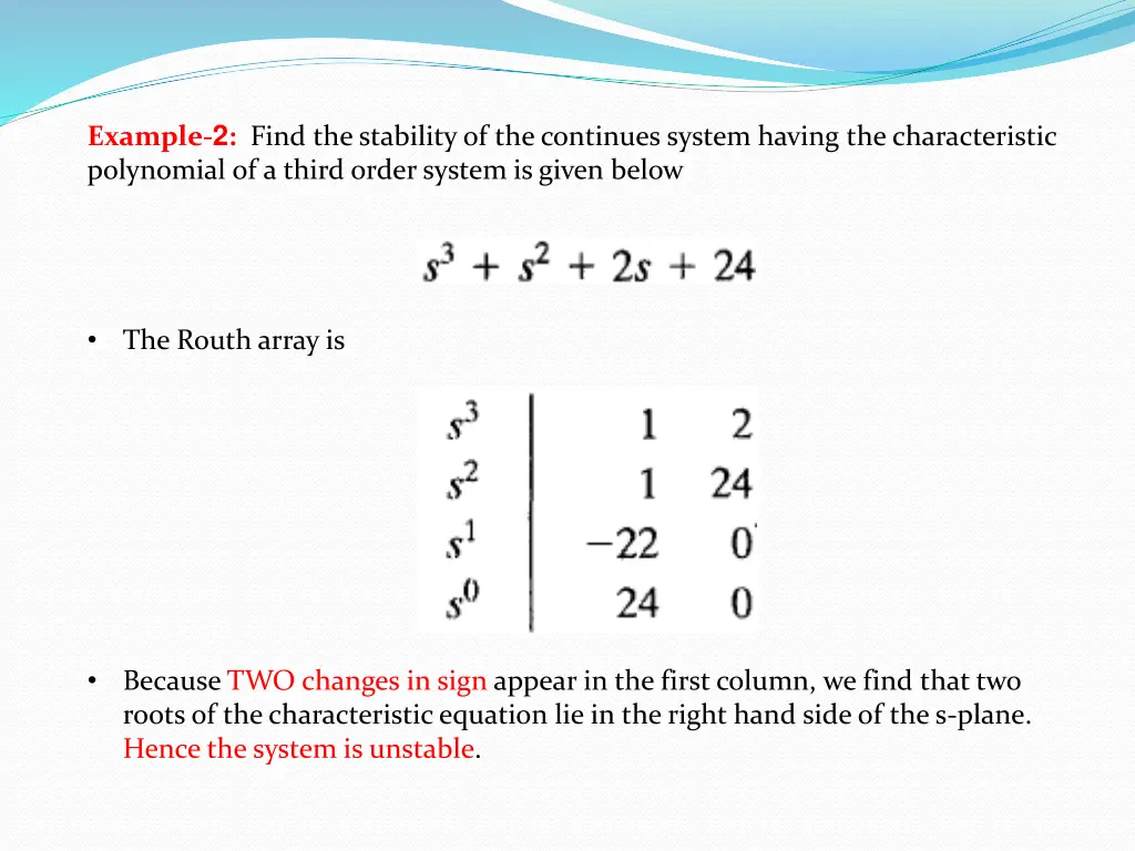 example 2 find the stability of the continues
