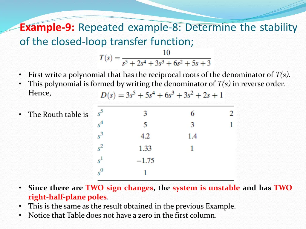 example 9 repeated example 8 determine