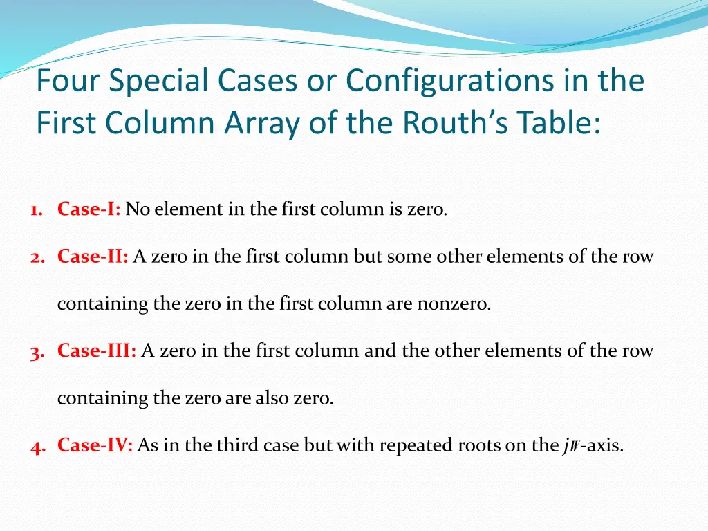 four special cases or configurations in the first