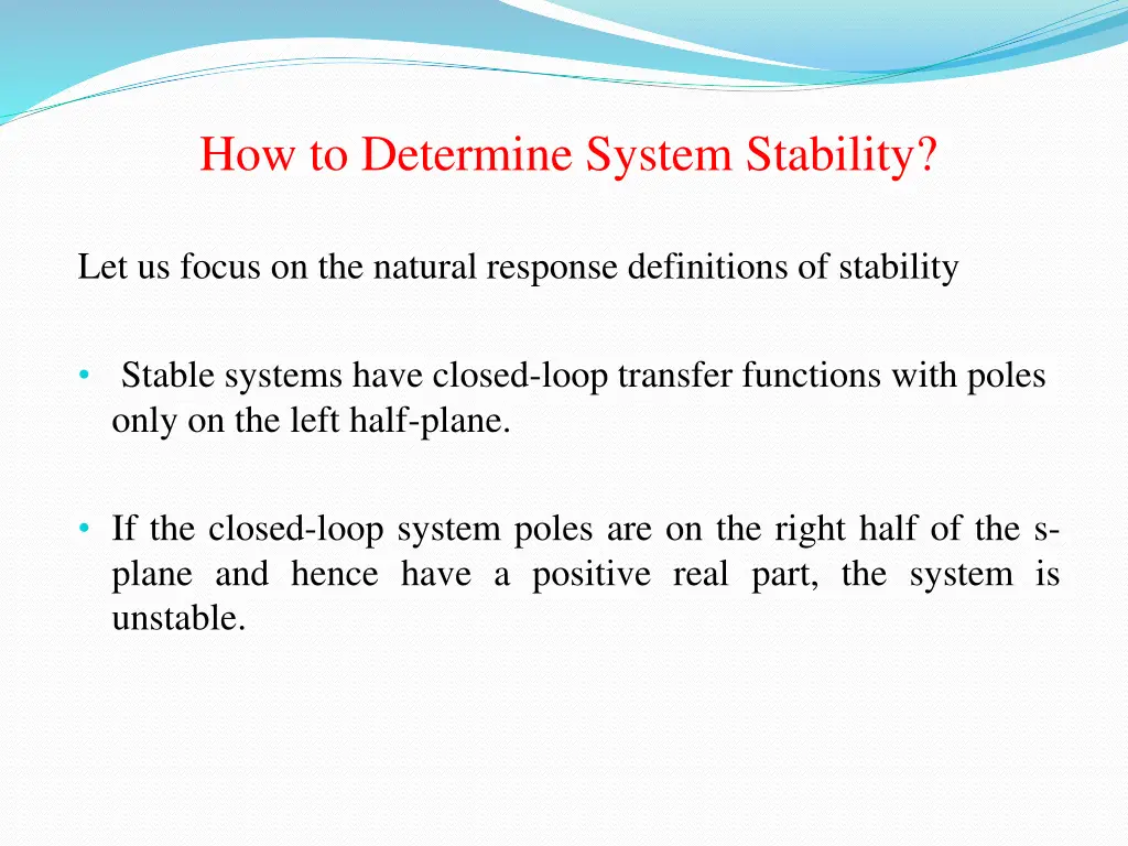 how to determine system stability