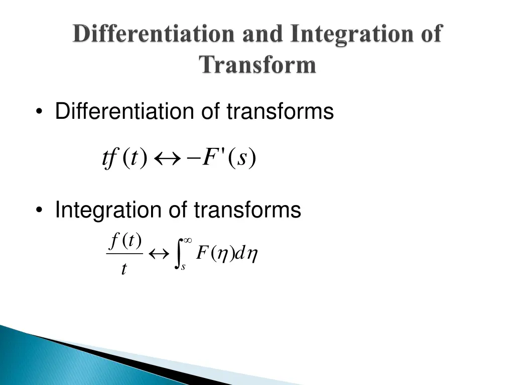 differentiation of transforms