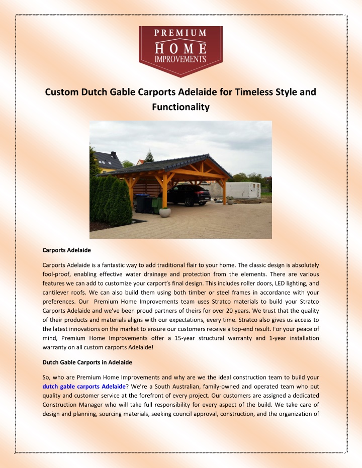 custom dutch gable carports adelaide for timeless