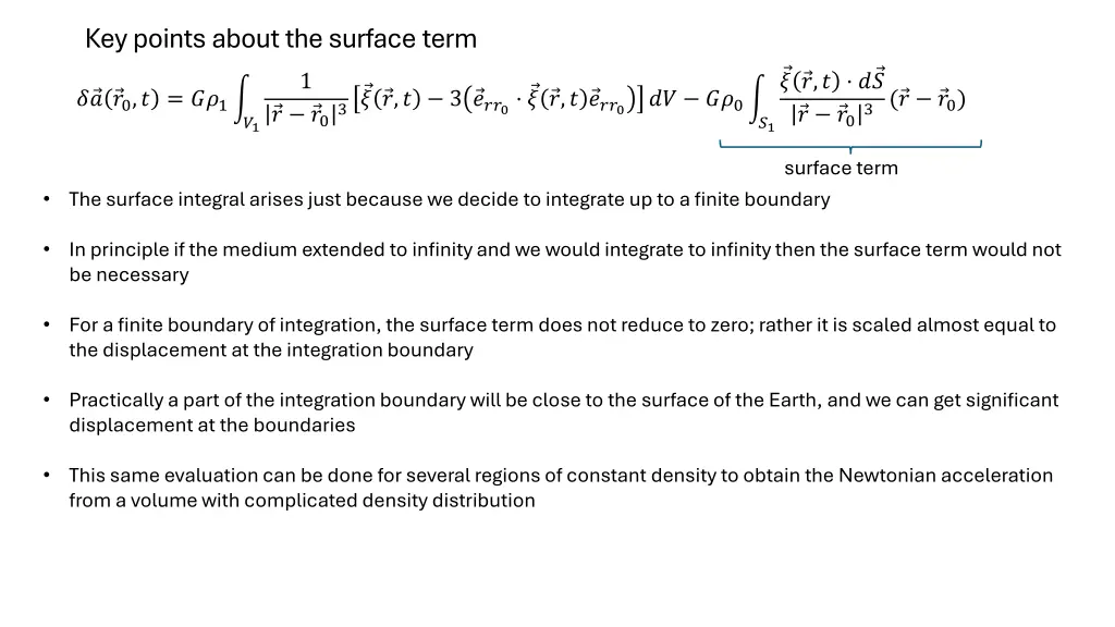 key points about the surface term