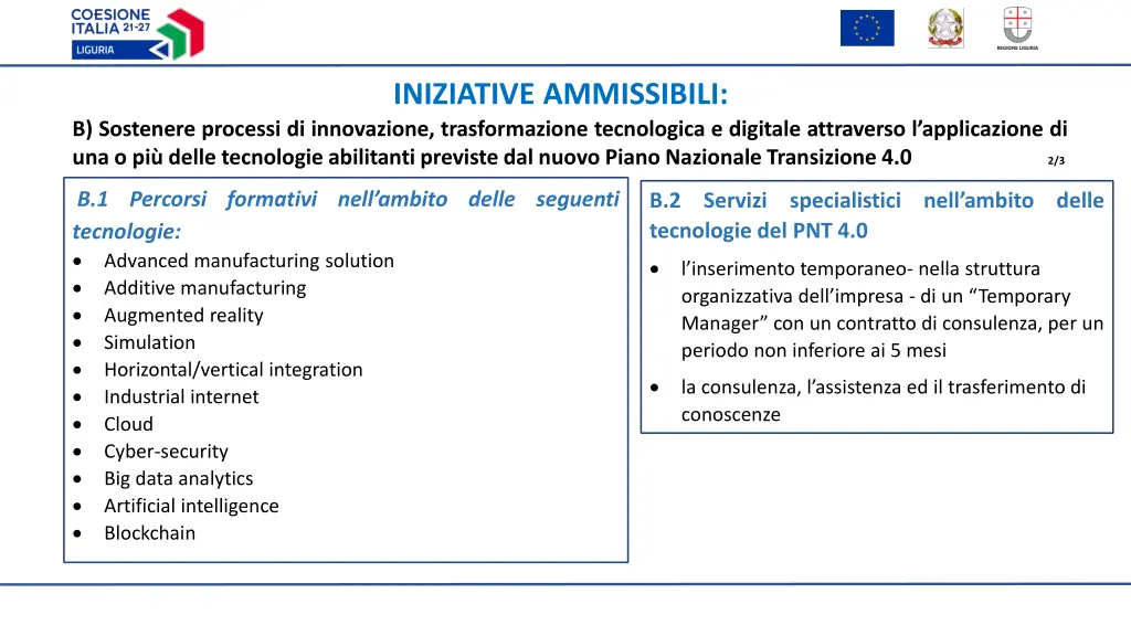 iniziative ammissibili