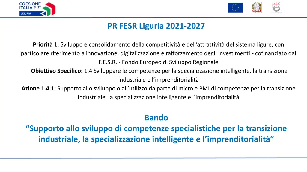 pr fesr liguria 2021 2027