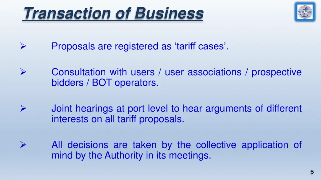 transaction of business