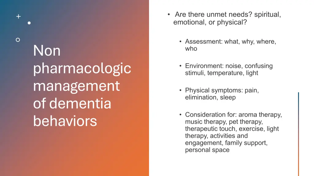 non pharmacologic management of dementia behaviors