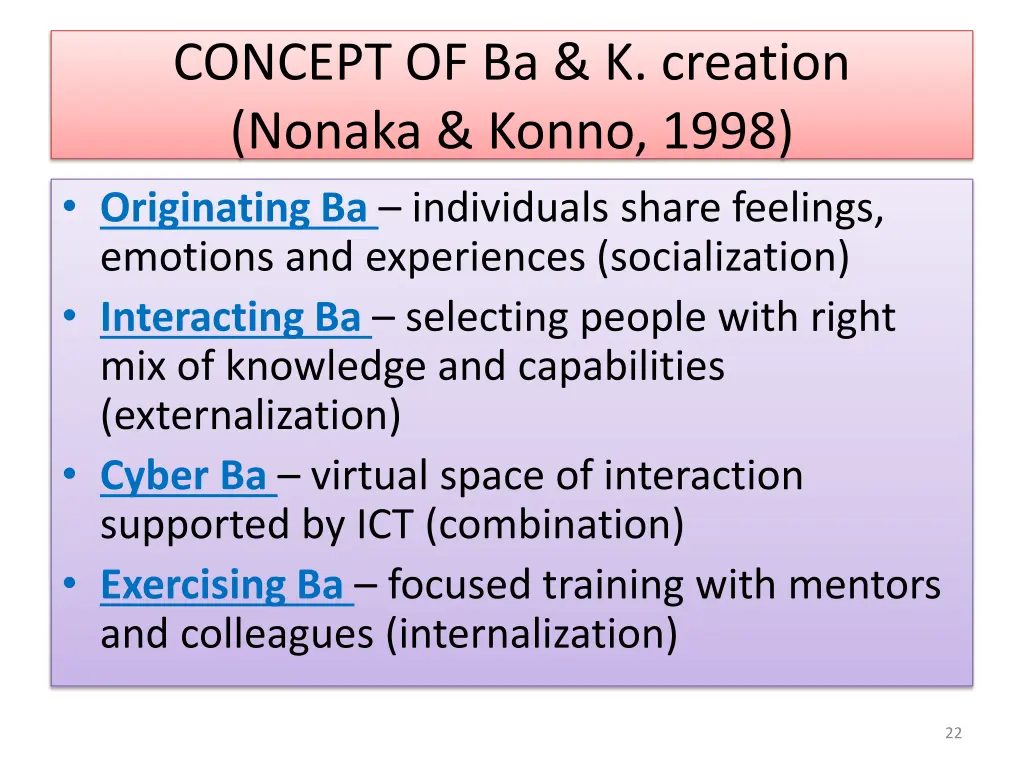 concept of ba k creation nonaka konno 1998