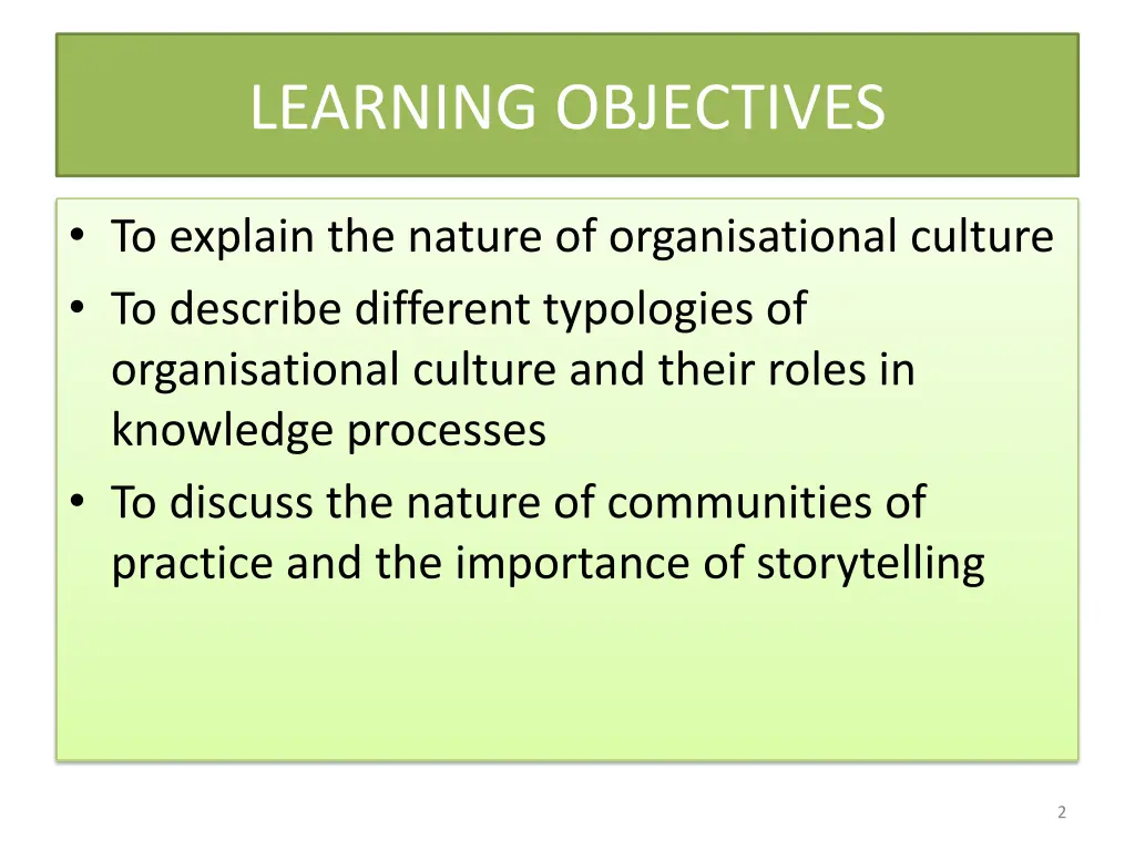 learning objectives