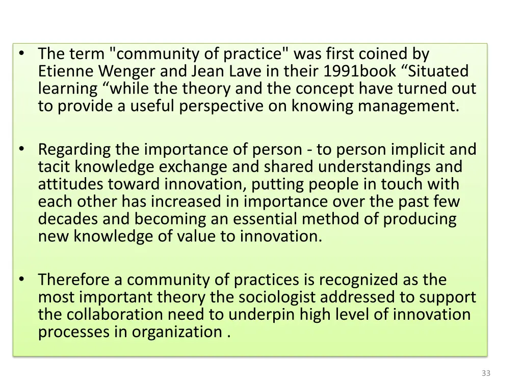 the term community of practice was first coined